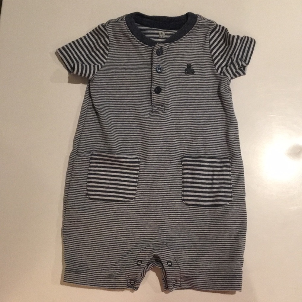 Baby Gap Boy Striped Teddy Bear One Piece 6-12
